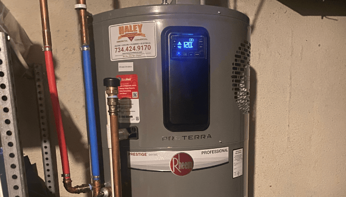 Bentley's updated hot water heater, which has helped lower energy costs in his home. 